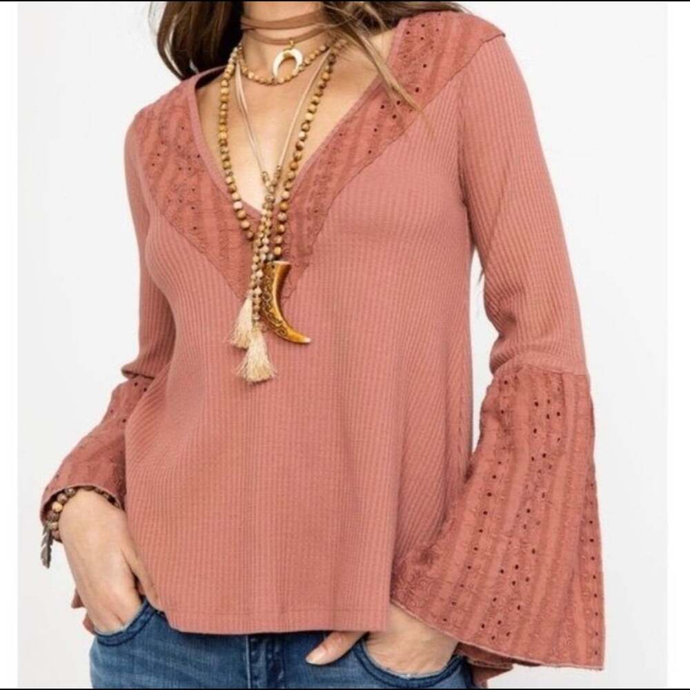 NWT! Free People Parisian Night Flare Sleeve Top Size Medium